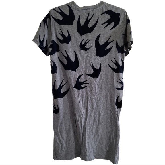 Mcq Alexander Mcqueen Swallow Casual Mini Dress In Grey XS Velvet Birds in Navy - Picture 5 of 7
